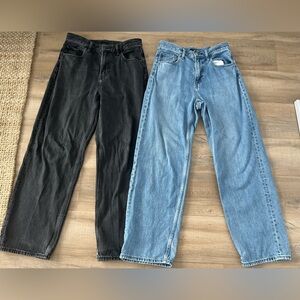 Black and Blue Wide Straight Denim Jeans Set